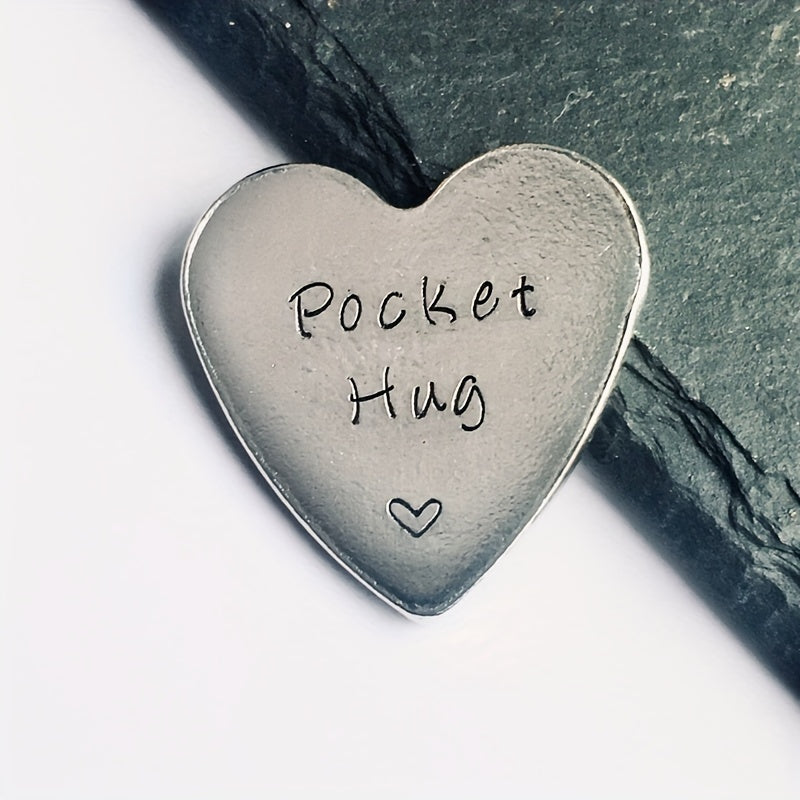 1pc Stainless Steel Pocket Hug Heart Keepsake Token for Men