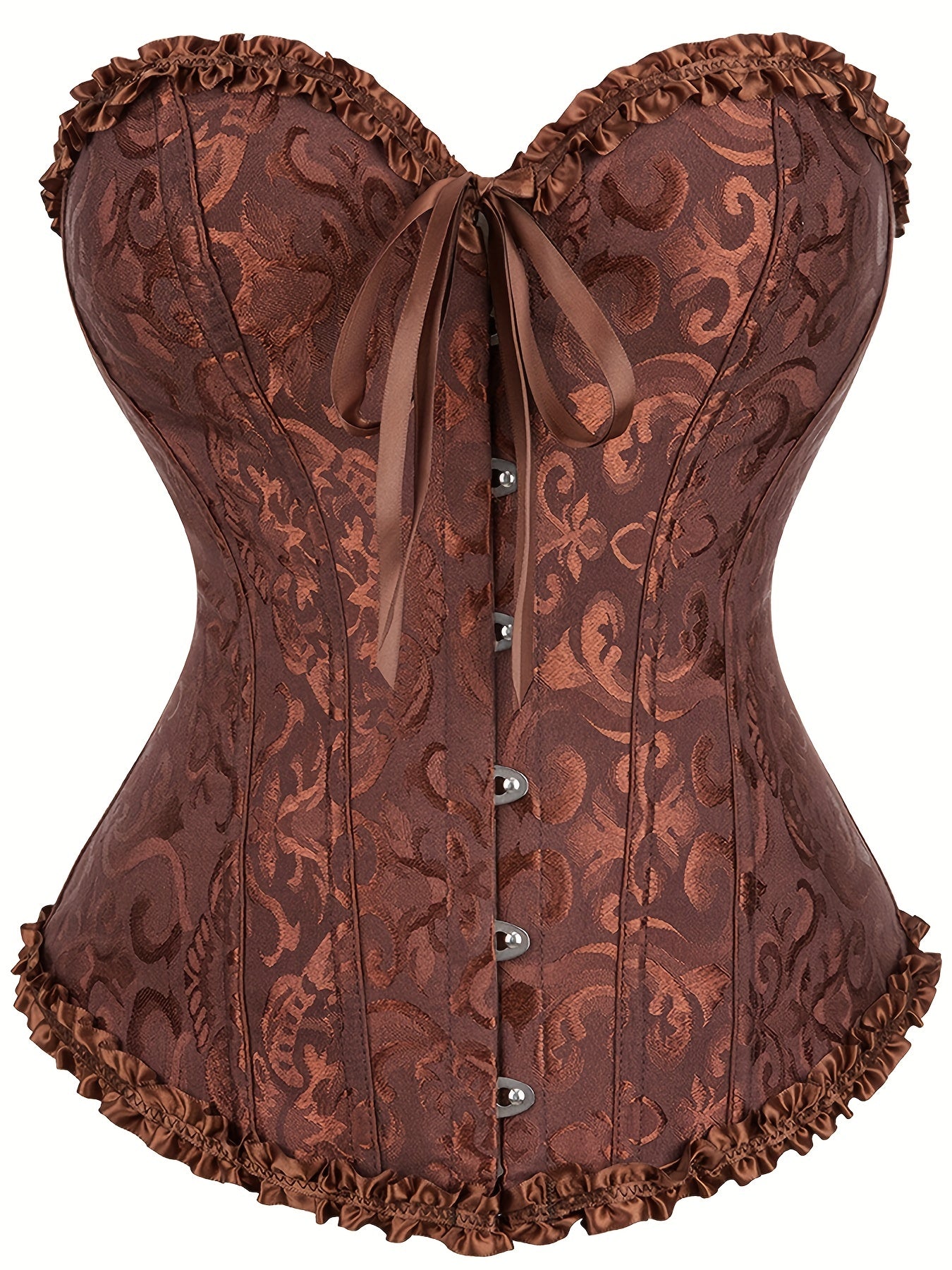 Women's Floral Jacquard Lace Up Underbust Corset