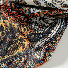 Paisley Print Hair Band Silk Formal Square Neck Scarf