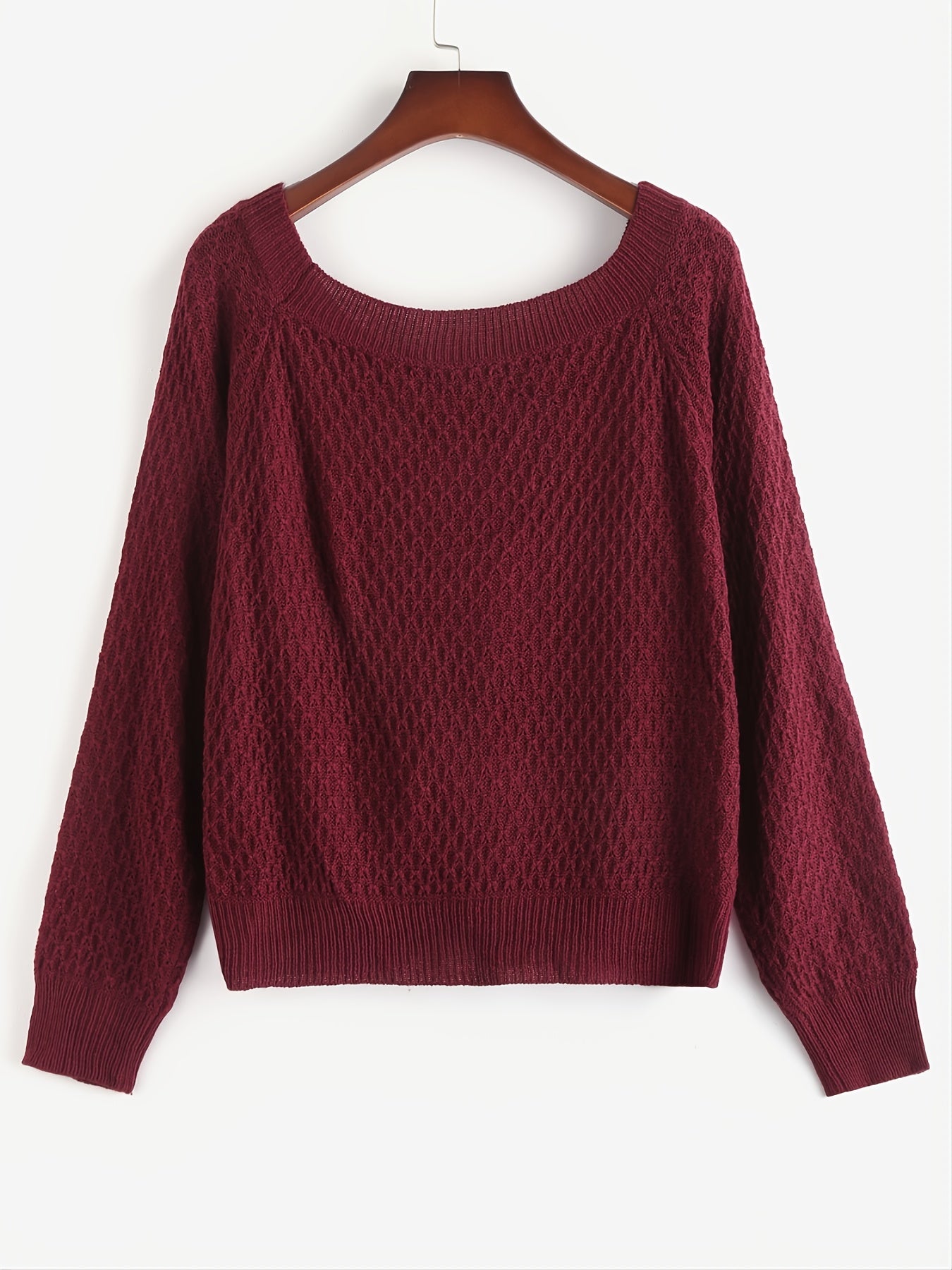  Twist Front Round Neck Long Sleeve Sweater