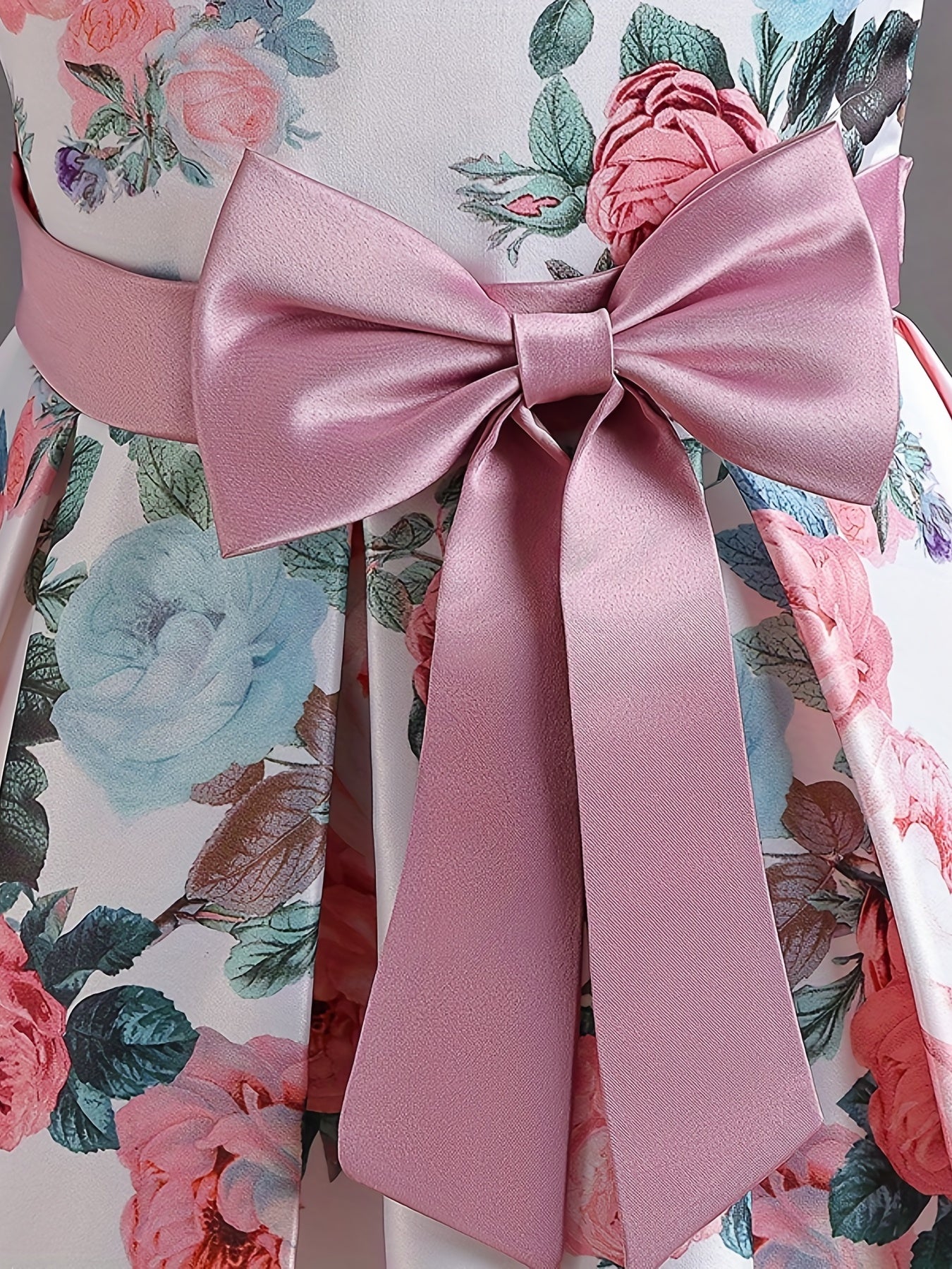 Girl's Retro Flowers Print Princess Dress