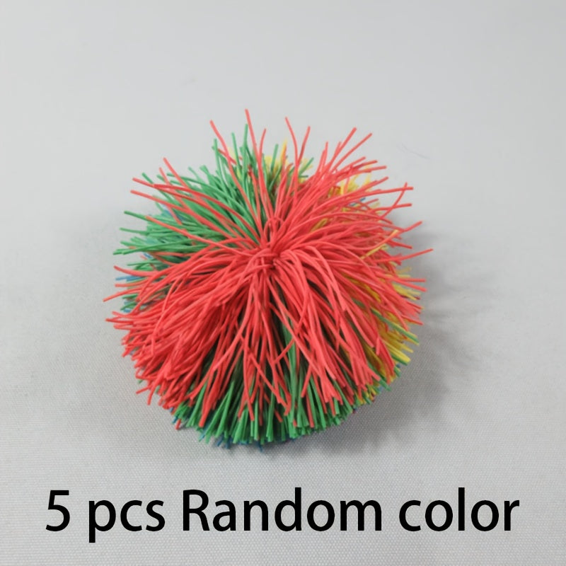 5pcs Stretchy Rubber Balls Durable Squeeze Toys Vibrant Rainbow Colors