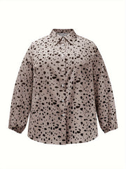  Dalmatian Print Lantern Sleeve Blouse