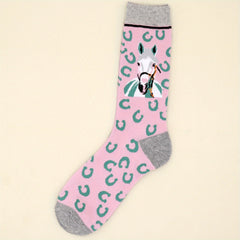Funny Horse Print Socks Comfy Novelty Crew Socks Women's Stockings