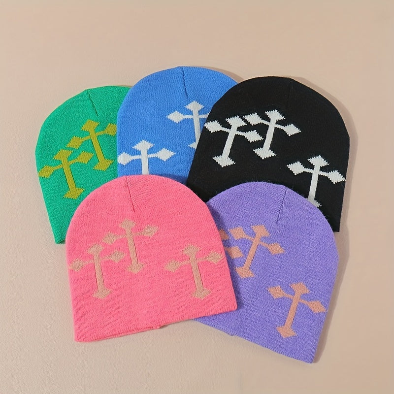 Y2K Multicolor Cross Woolen Stacking Beanie