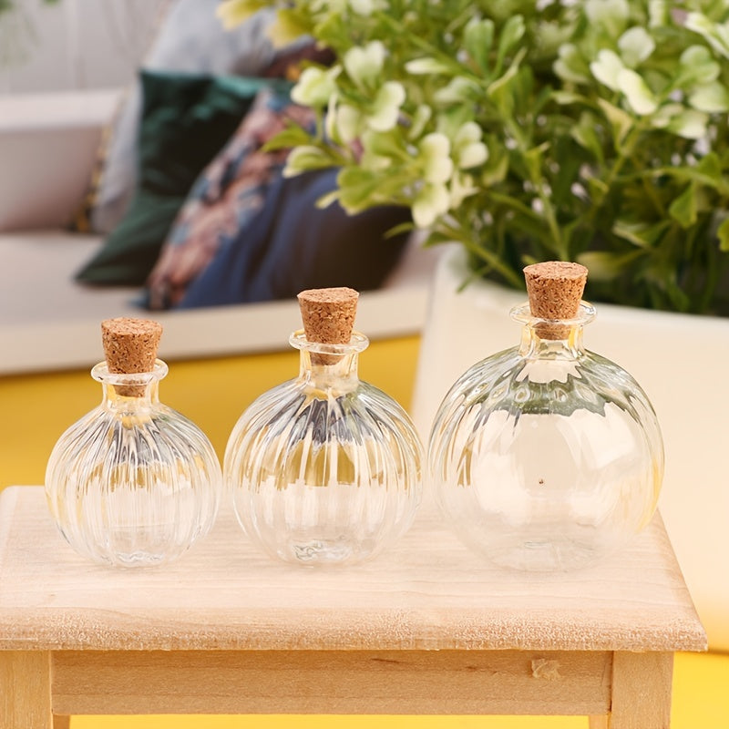 1/12 Dollhouse Glass Bottle Cork Cover Jar Vials Doll House Decor