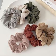 6pcs Morandi Knit Hair Scrunchies Elastic Bands Set