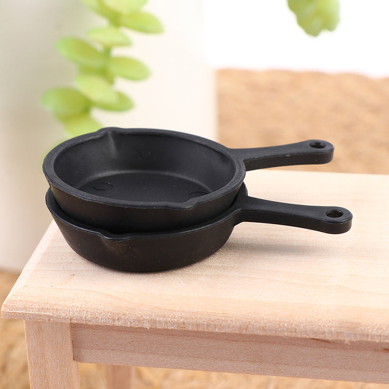 2pcs Doll House Kitchen Utensil Pan 1:12 Dollhouse Accessories