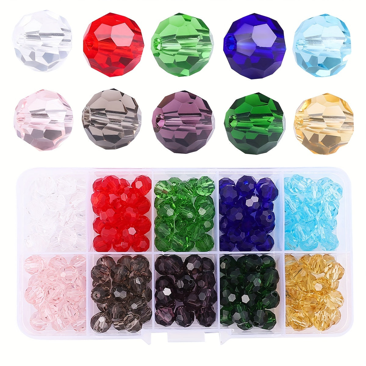 10 Glass Ball Beads Transparent Earth Beads Crystal Loose Beads