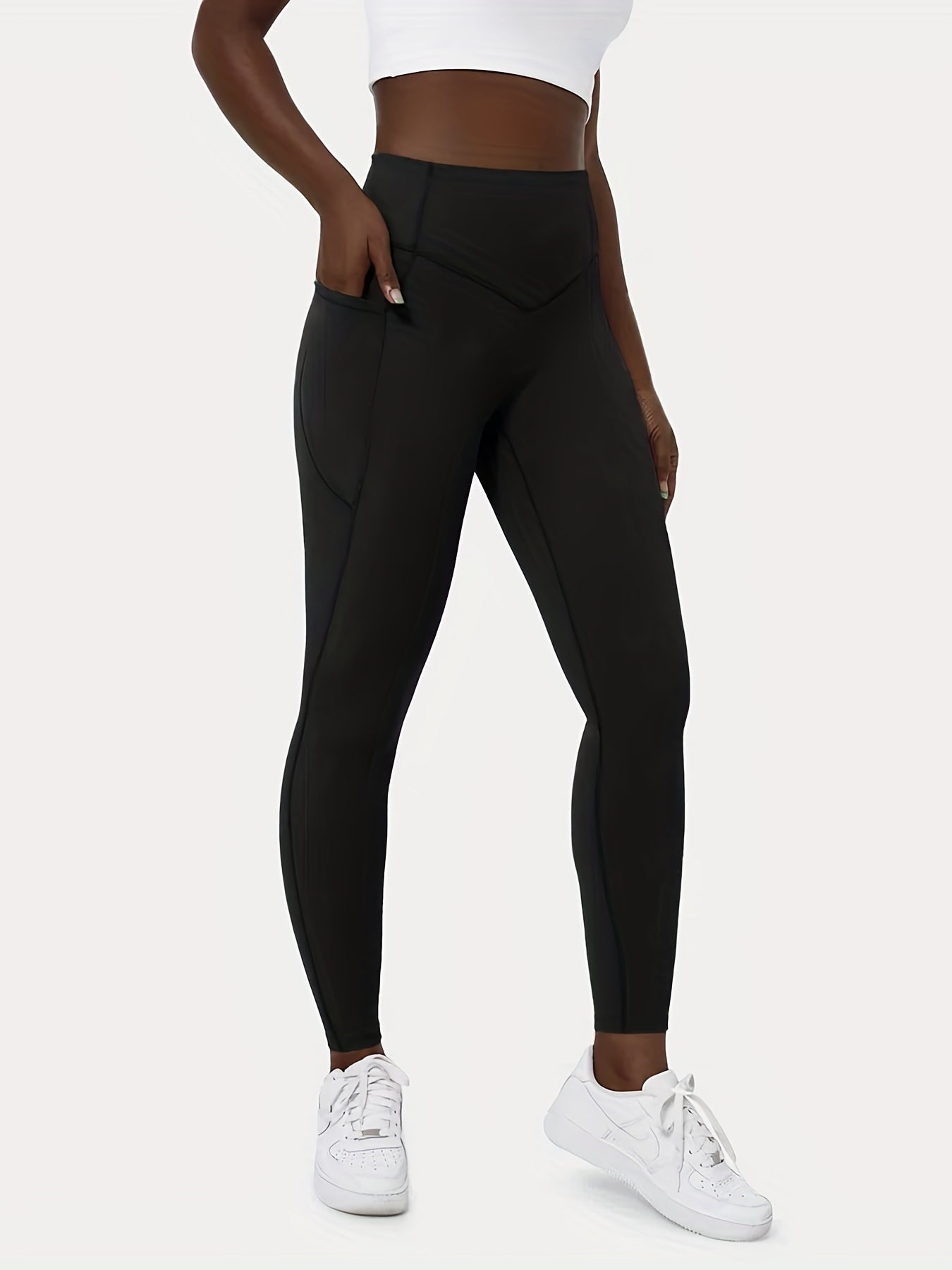  Sports Leggings - Pipping Waist High Stretch
