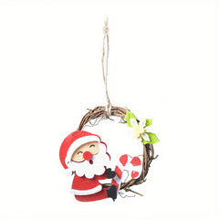 Christmas Rattan Garland Non-Woven Fabric Pendant Round Hanging Ornaments