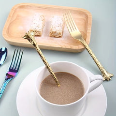 5PCS Giraffe Stainless Steel Dessert Spoon & Fork Animal Fruit Fork Mixing Spoon