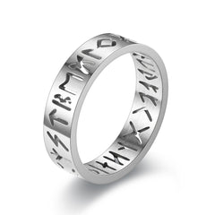 Minimalist Men's Hollow Viking Rune Stainless Steel Ring