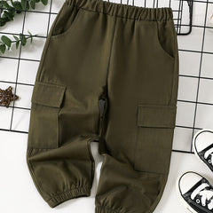 Boys Elastic Waist Cargo Jogger Pants with Pocket