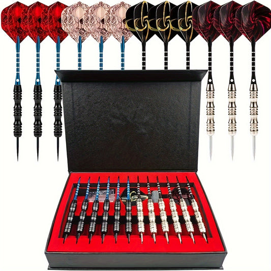 12pcs Professional Metal Darts Steel Tip Set with Non-slip Aluminum Rod
