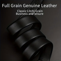Men's Automatic Buckle Belt Leather Business Casual Pants