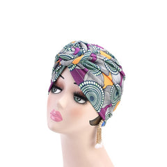Swirl Knotted Turban Cap Elastic Hair Bonnets Women's Hat Night Cap