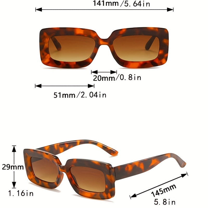 Y2K Rectangle Sunglasses Candy UV400 Sun Shades for Summer Beach Party Club