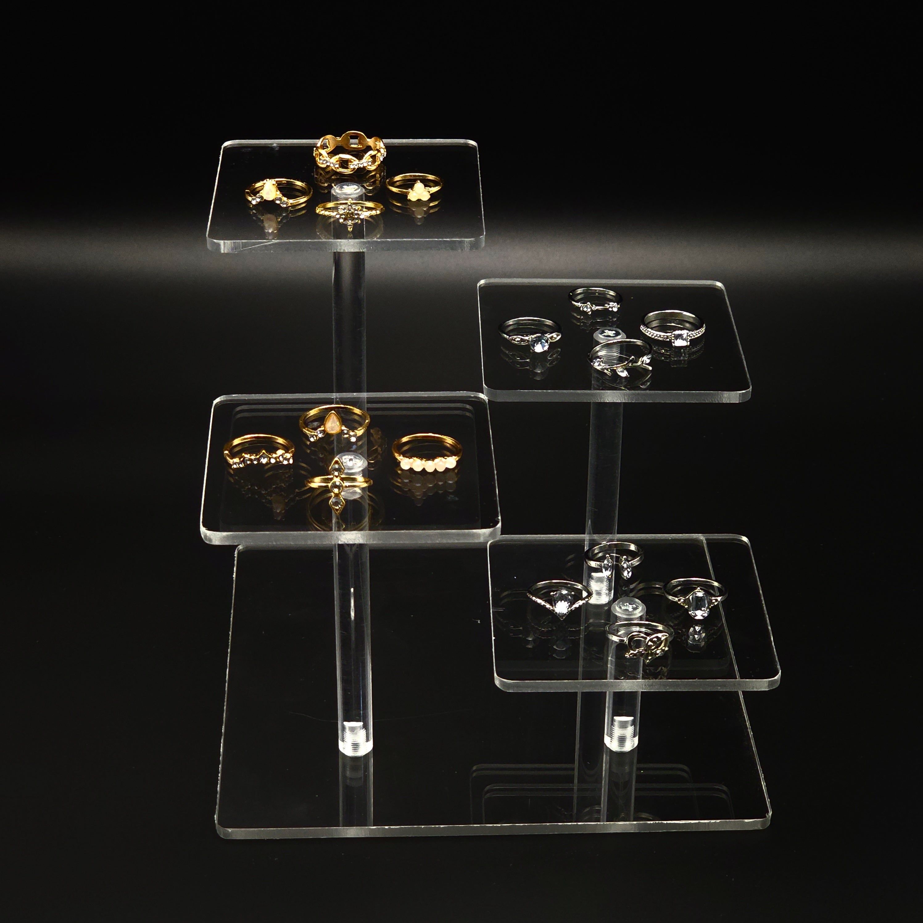 Acrylic Clear Display Rack 4 Compartments Jewelry Cosmetic Storage Holder