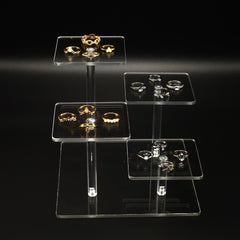 Acrylic Clear Display Rack 4 Compartments Jewelry Cosmetic Storage Holder
