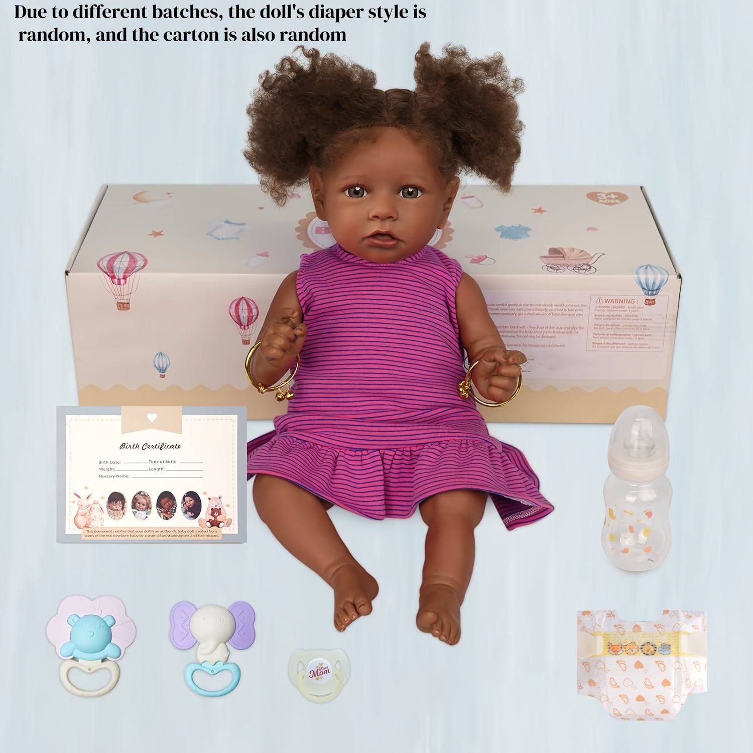 JIZHI 20 Lifelike Reborn Youngsters Doll with Caramel Eyes & Pink Skirt