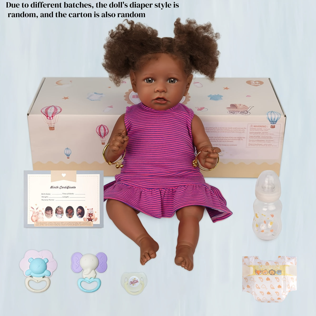 JIZHI 20 Lifelike Reborn Youngsters Doll with Caramel Eyes & Pink Skirt