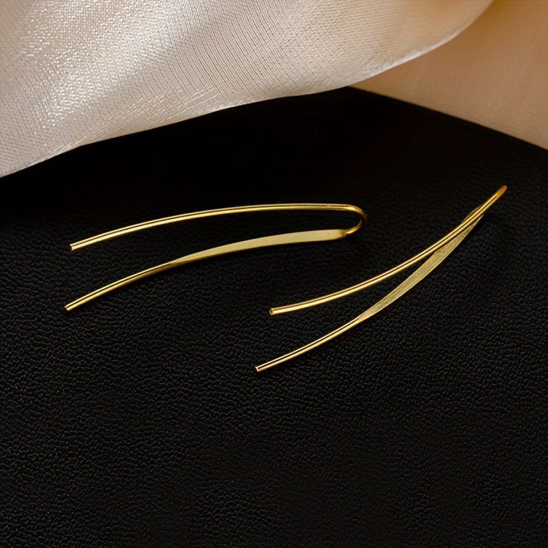 Golden U Shape Clip On Earrings Japanese Style Jewelry
