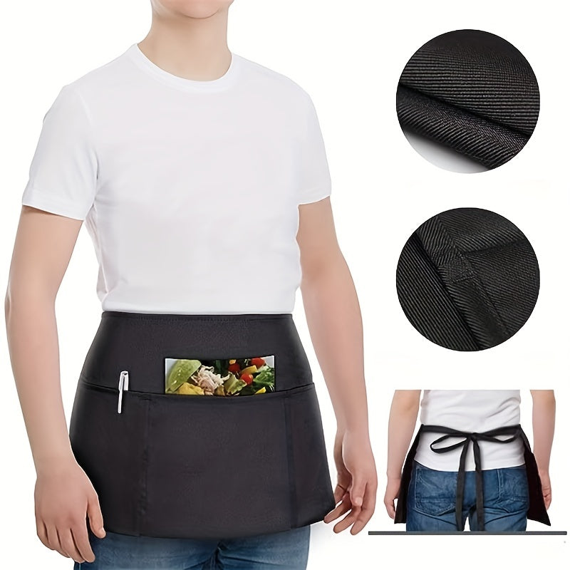 3pcs Waitress Apron Server Aprons With 3 Pockets