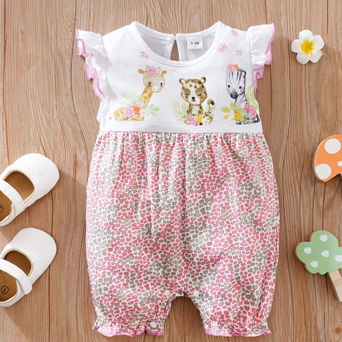 Cute Animal Print Romper for Baby Girls