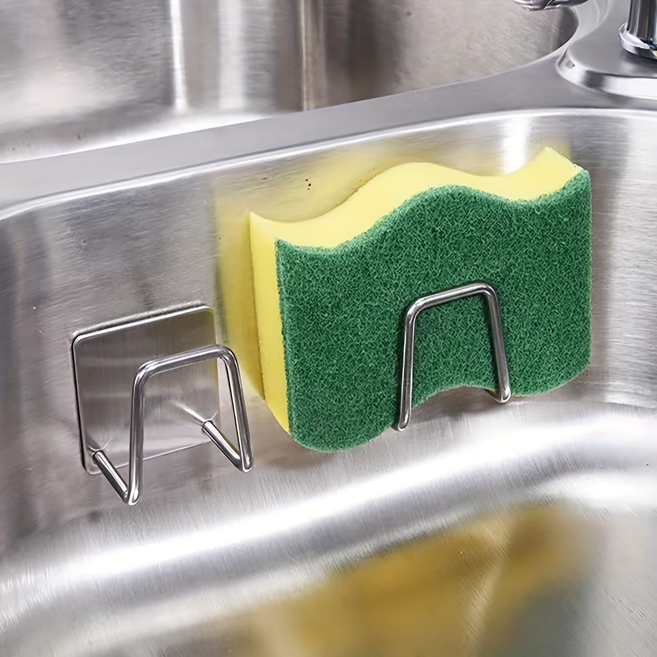 Stainless Steel Sponge Holder Draining Rack No Drilling Kitchen Sink Storage