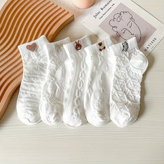 5 Pairs Cartoon Print Short Socks for Women