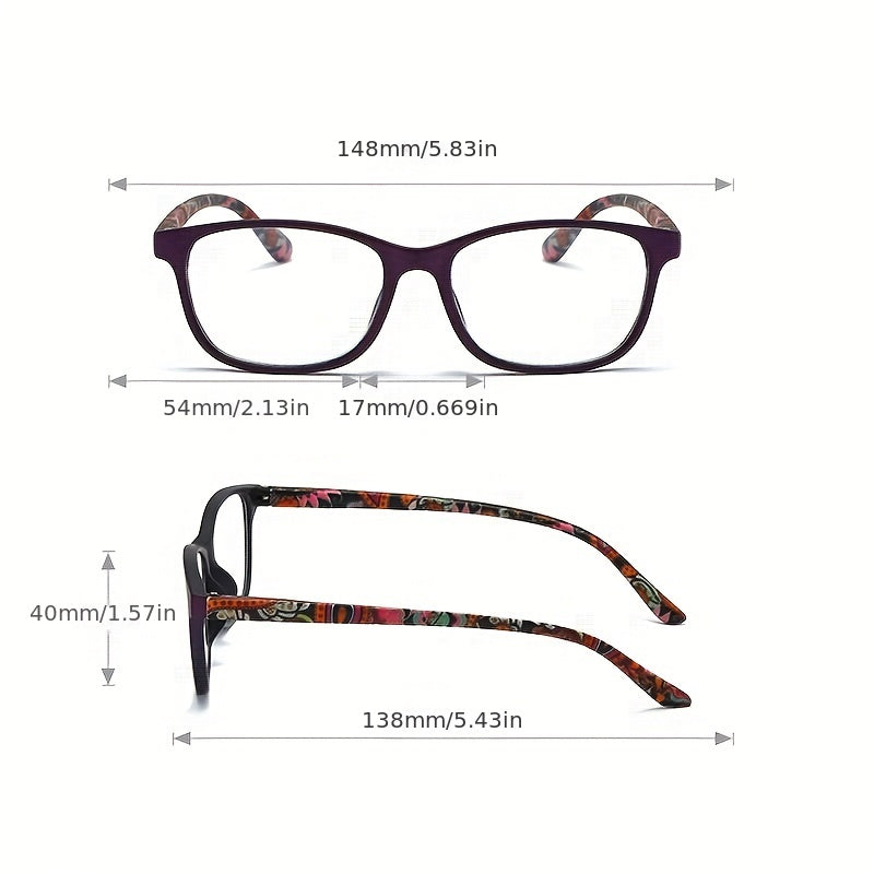 Floral Square Presbyopic Glasses for Women Men