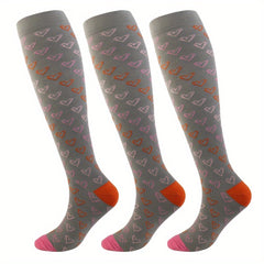 2 Pairs Copper Compression Socks Heart Shape Pattern Support