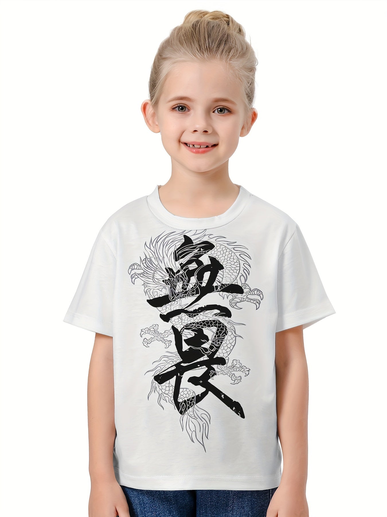 3D Letter Graphic Short Sleeve T shirt for Boys Girls