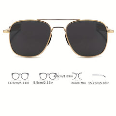 Men's Metal Frame Sunglasses with Tempered Glass Lenses