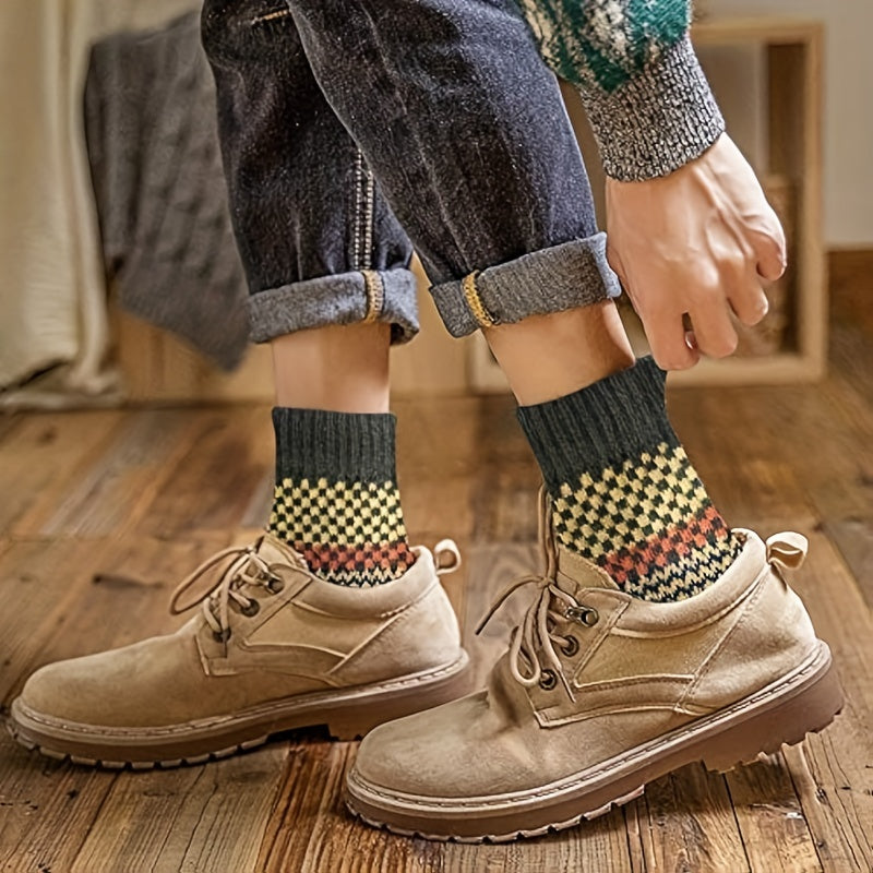 6 Pairs Winter Casual Wool Warm Mid calf Socks Men Women