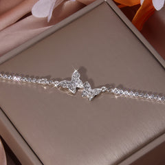 Double Butterfly Rhinestones Chain Bracelet Hand Chain Jewelry