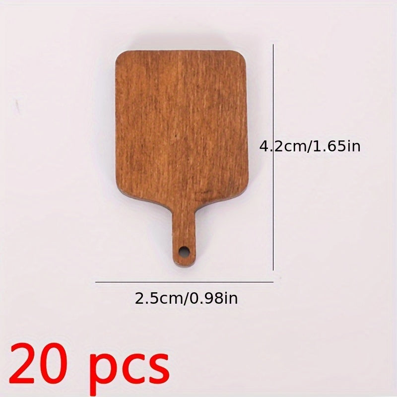 20pcs Wooden Cutting Boards for Dollhouse Accessories Light Brown Kitchen Decor