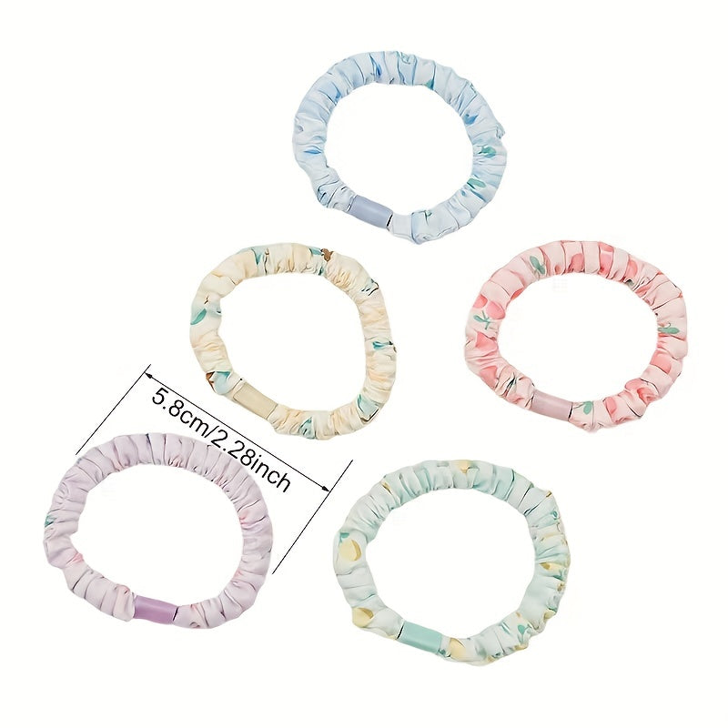 5pcs Fruit Print Scrunchies Hair Rope Ponytail Holder Hair Tie Hair Accessories
