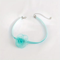 Vintage Flower Charm Choker Necklace Camellia Necklace for Women