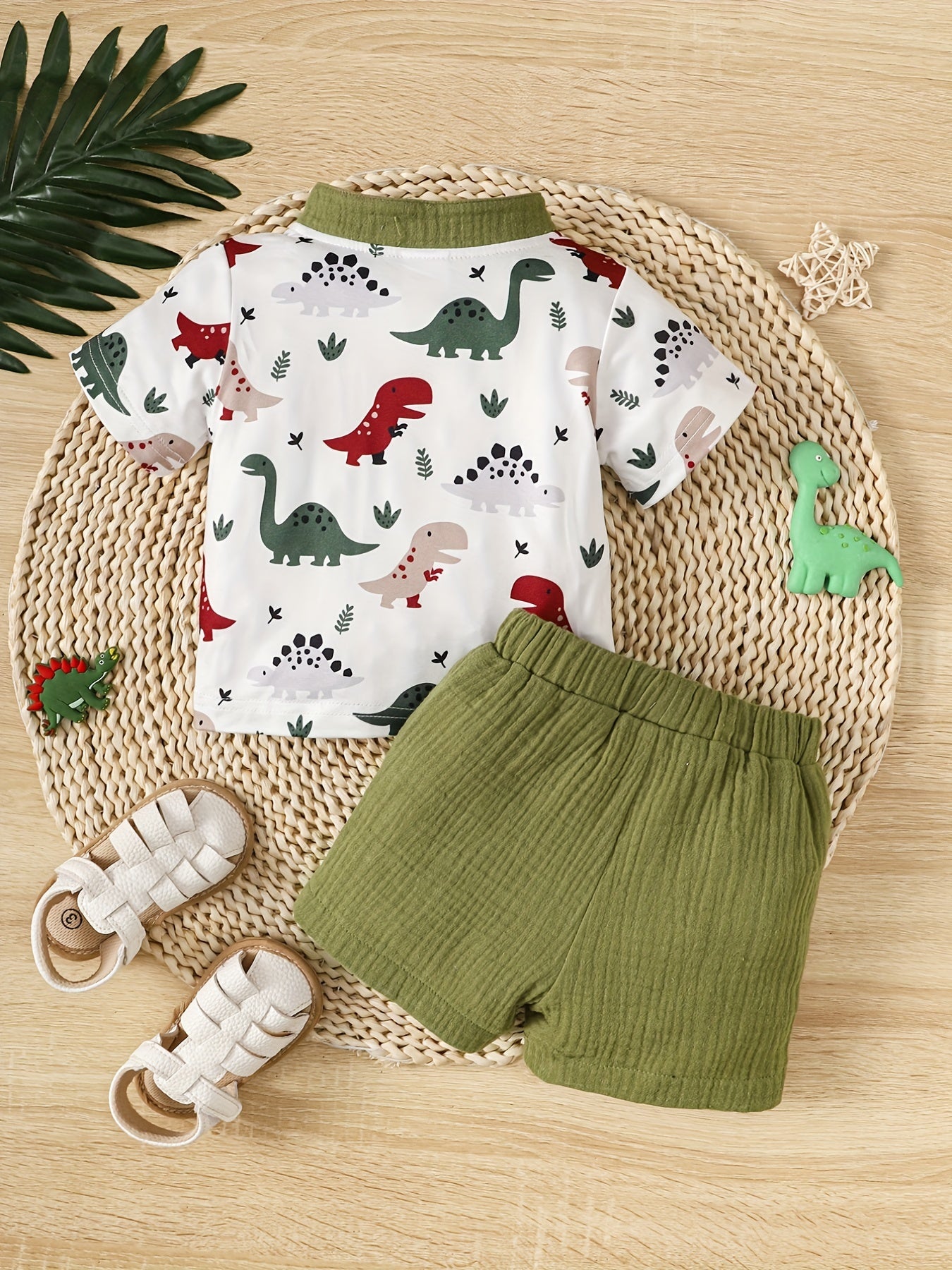 2pcs Infant Boys Dinosaur T-shirt & Shorts Set Casual Summer Clothes