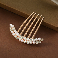Faux Pearl Rhinestone Hair Comb Hairpin Party Favor Decor