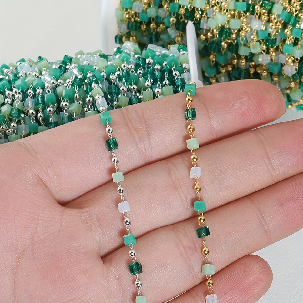 Boho Bead Chains for Necklace Choker DIY Green Beads