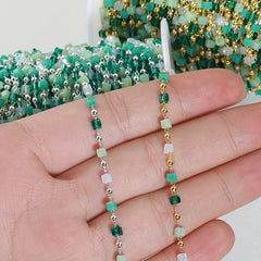 Boho Bead Chains for Necklace Choker DIY Green Beads