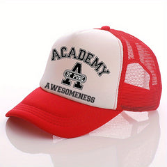 Summer Multicolor Hat Funny ACADEMY AWESOMENESS Letter Print Men's Peaked Cap