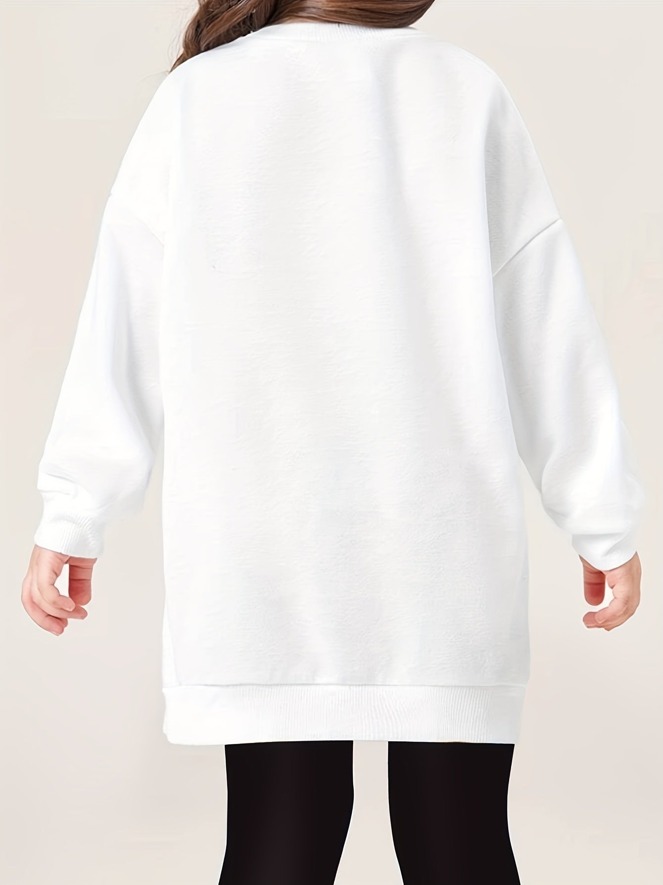 Girl's Kitty Print Crewneck Sweatshirt Dress Pullovers
