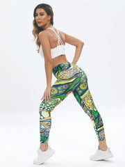All Over Print High Waist Yoga Pants Tummy Control Leggings