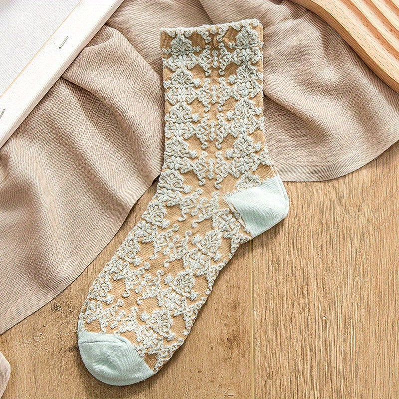5 Pairs Girls Kids Sweat Absorbent Crew Socks Spring Autumn