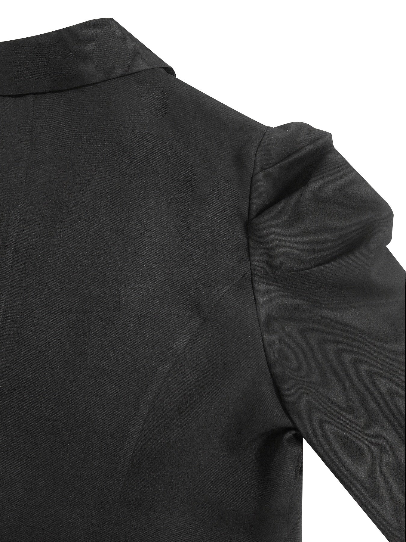  Solid Long Puff Sleeve Blazer With Lapel Collar