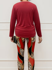  Women's Letter Print Top & Leopard Print Pants Set